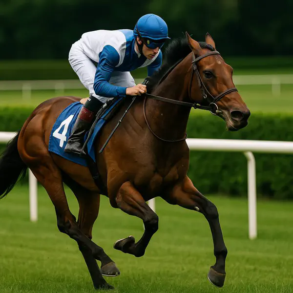 骑师在马背上飞驰的瞬间