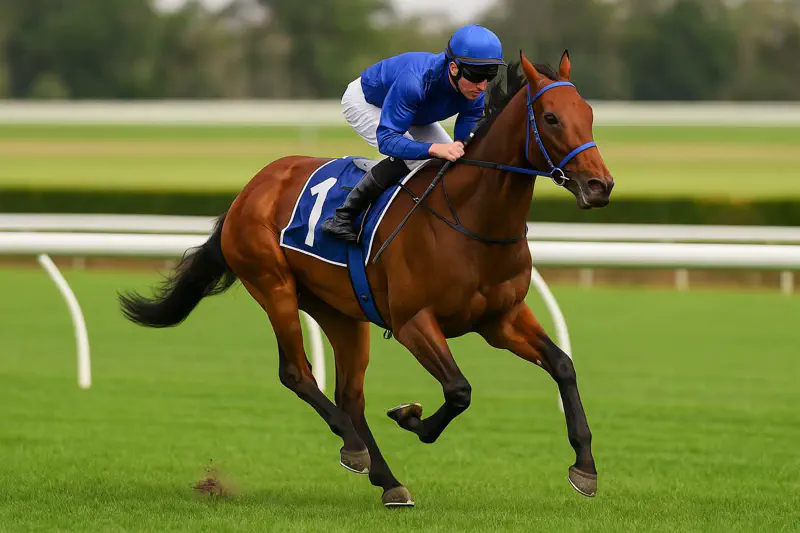 Australian racehorse on turf showcasing racing pedigree performance