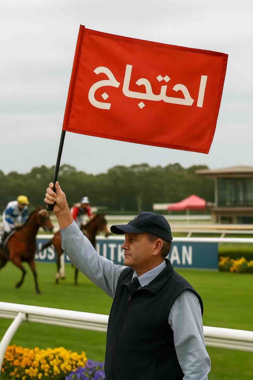 رفع علم الاعتراض عند المضمار