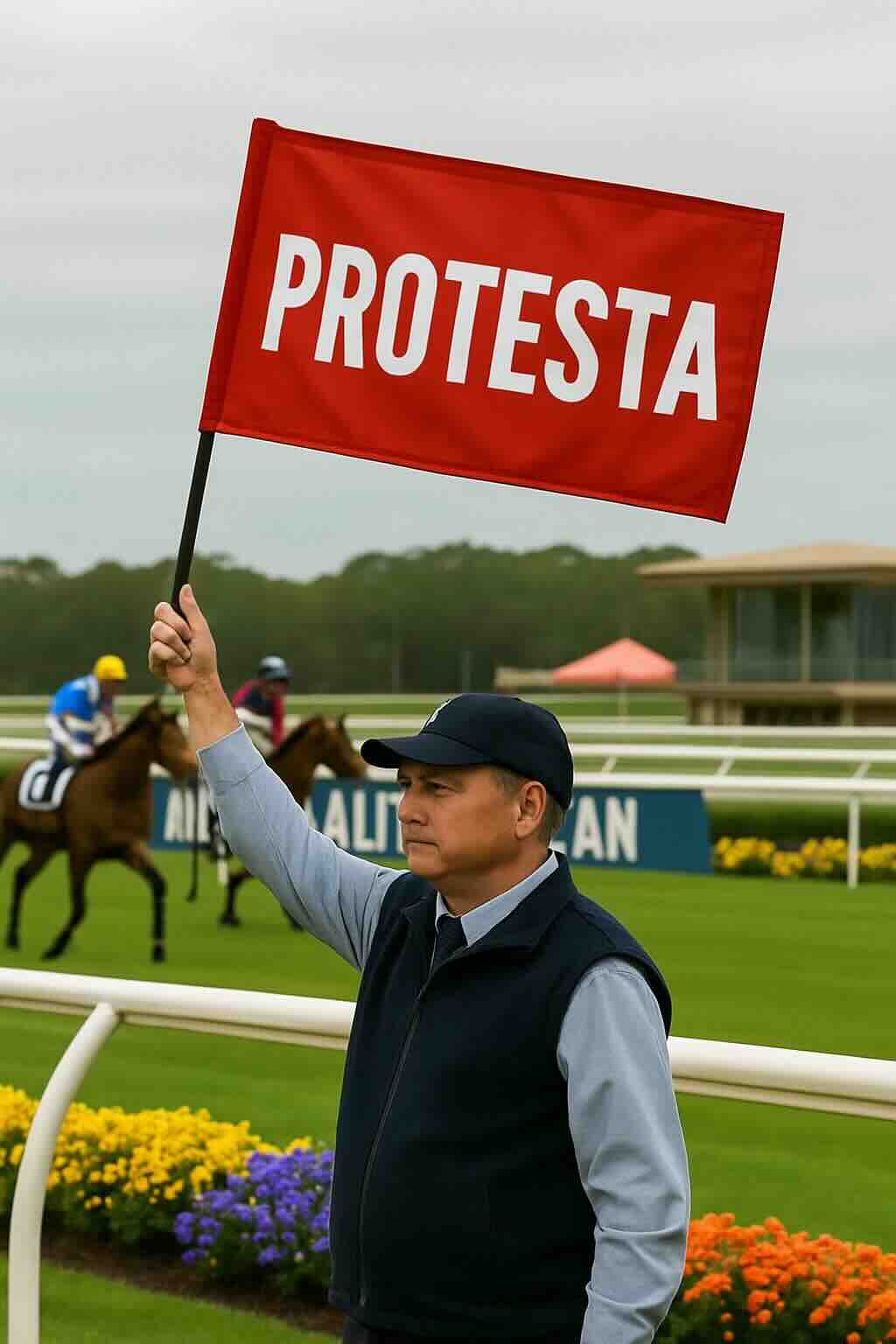 Protest flag raised at trackside