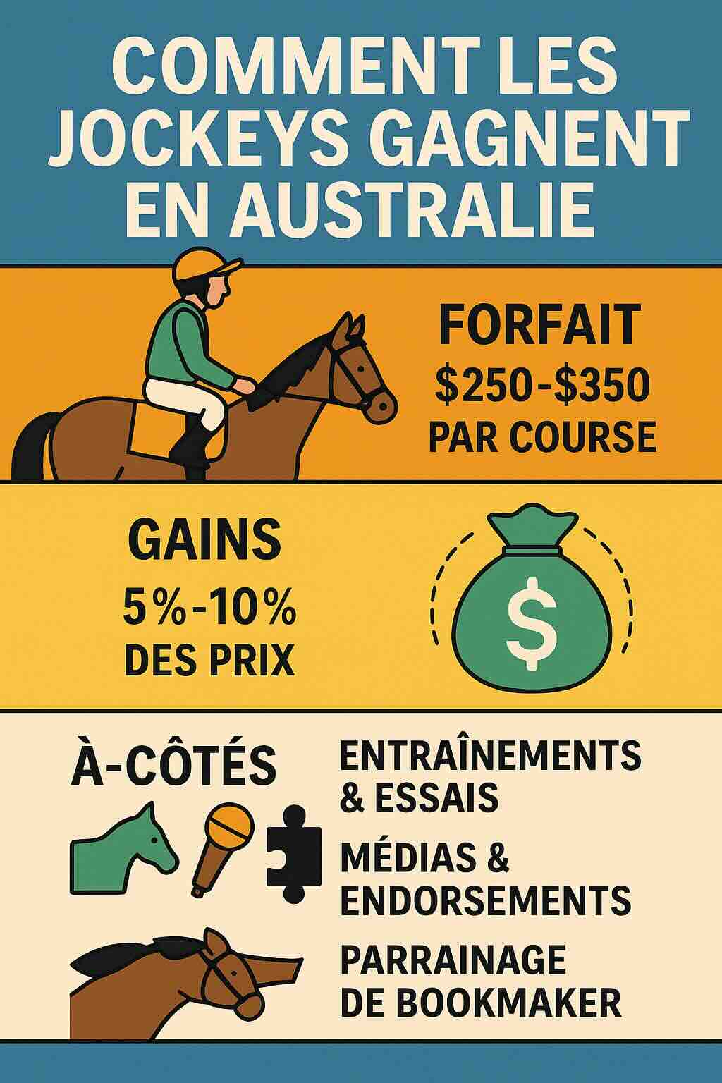 Infographie sur les revenus des jockeys