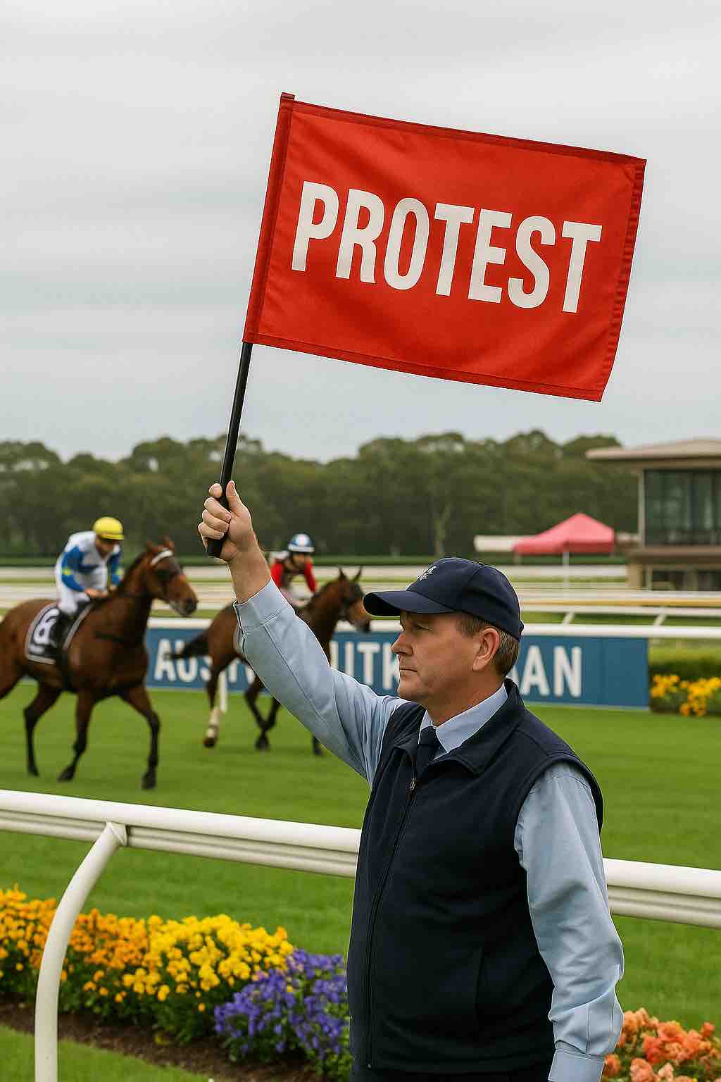Protest flag raised at trackside