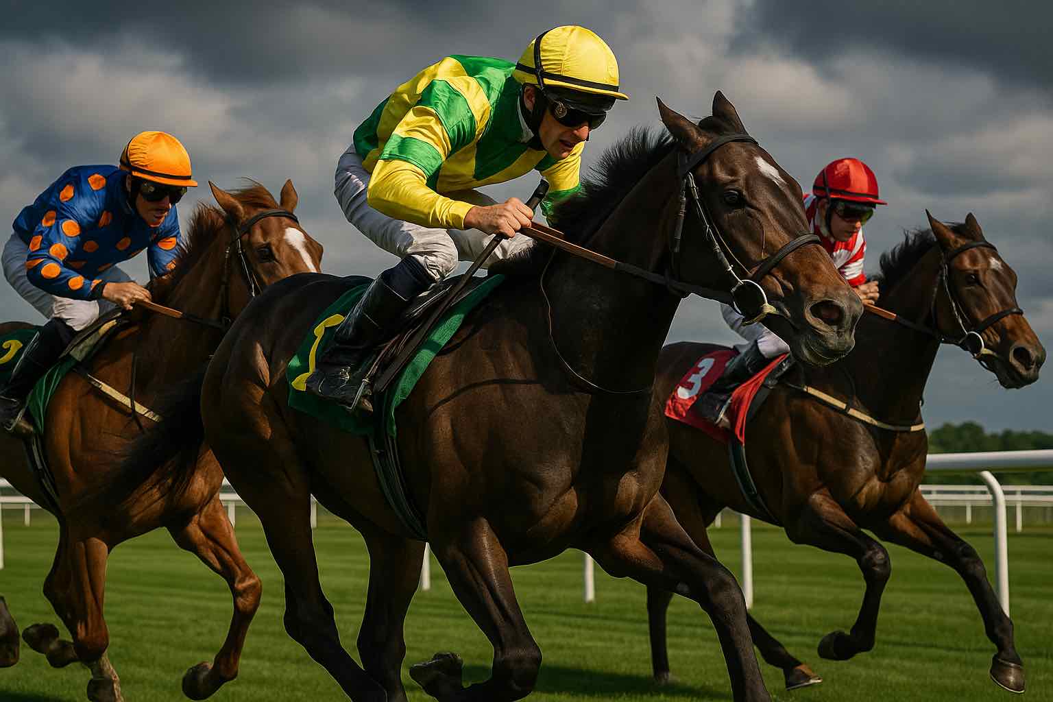 Spectateurs regardant un événement dynamique de course hippique avec des chevaux galopant sur la piste