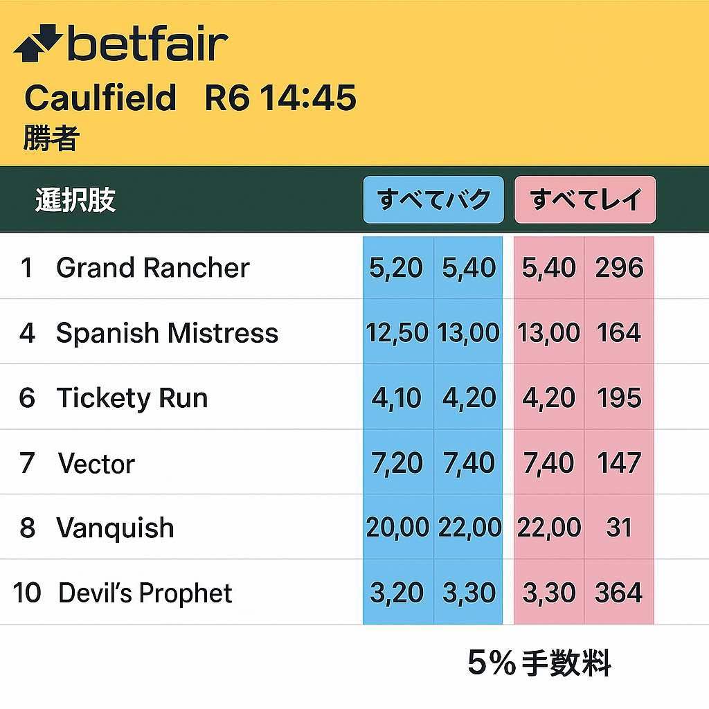 ベットフェアの競馬市場の例
