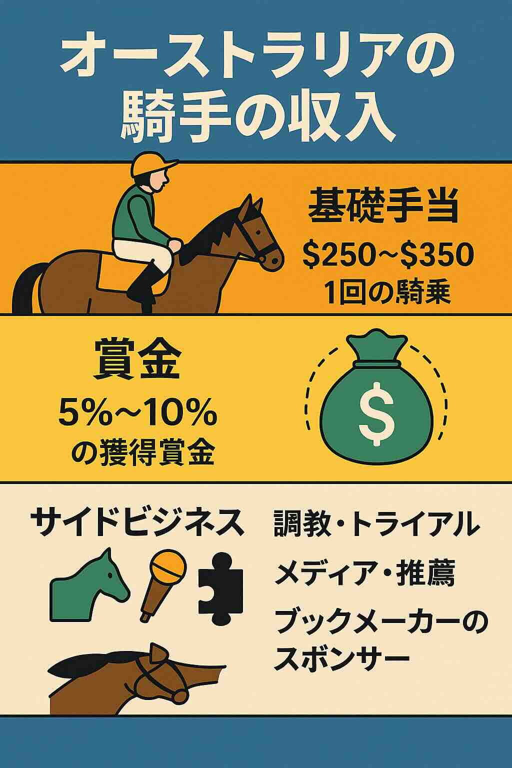 ジョッキーの収入内訳インフォグラフィック
