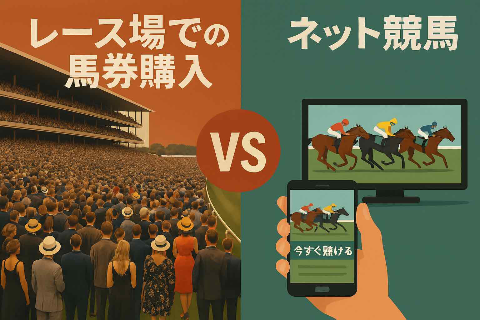 現地ベッティングの群衆 vs スマホとテレビでのオンラインベッティング