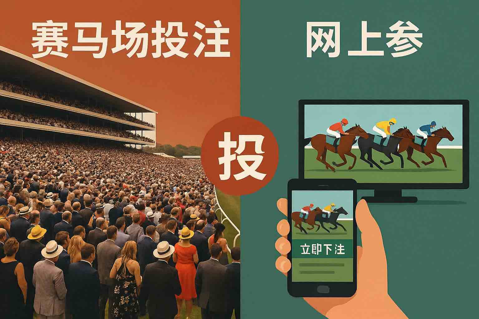 赛场投注人群 vs 手机上和电视上的线上投注